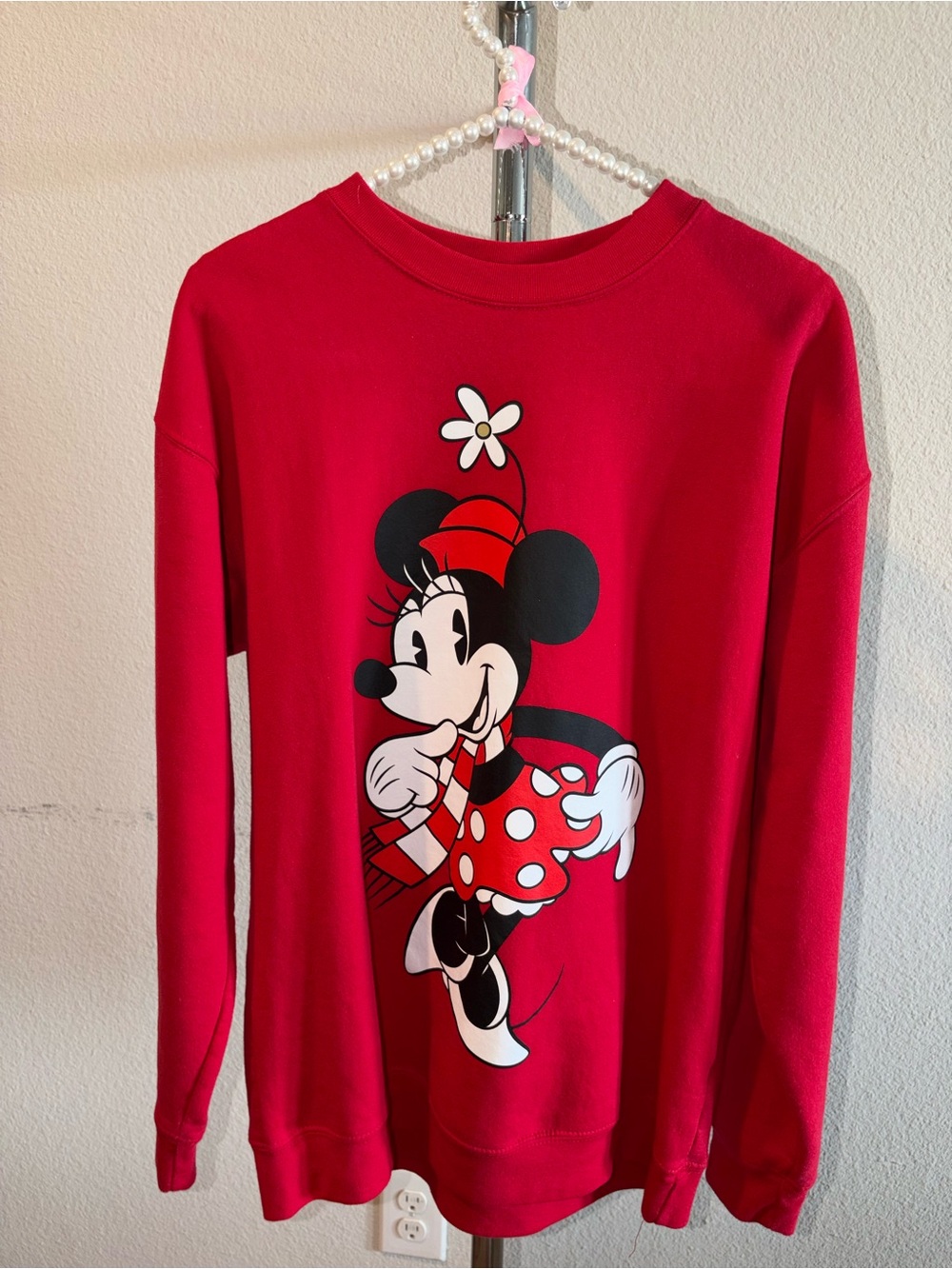 Disney Minnie Mouse Red Graphic Print Crewneck Sweatshirt